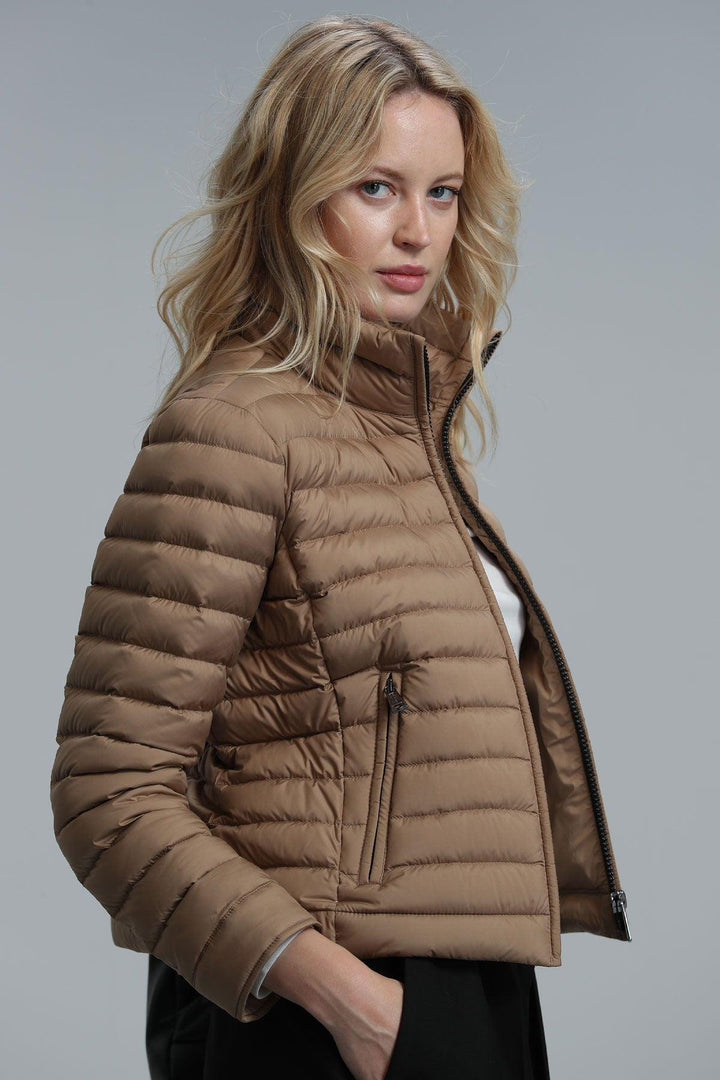 Beige Feathered Winter Coat - Texmart