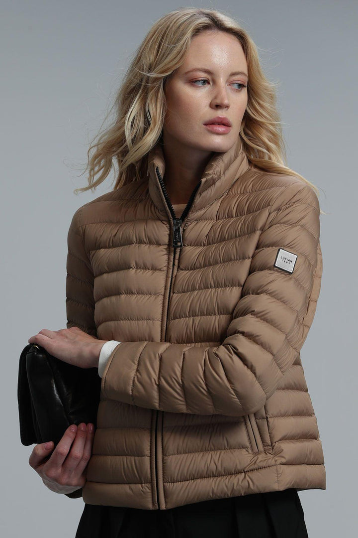 Beige Feathered Winter Coat - Texmart