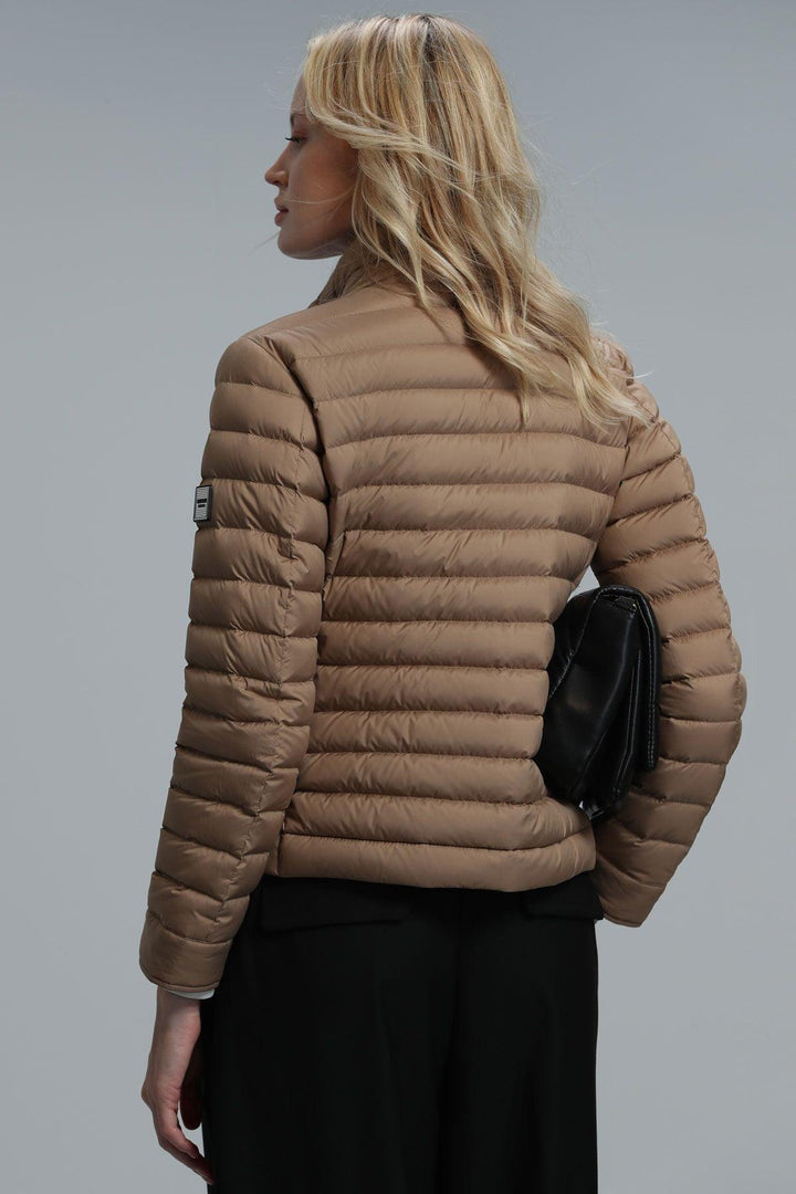 Beige Feathered Winter Coat - Texmart