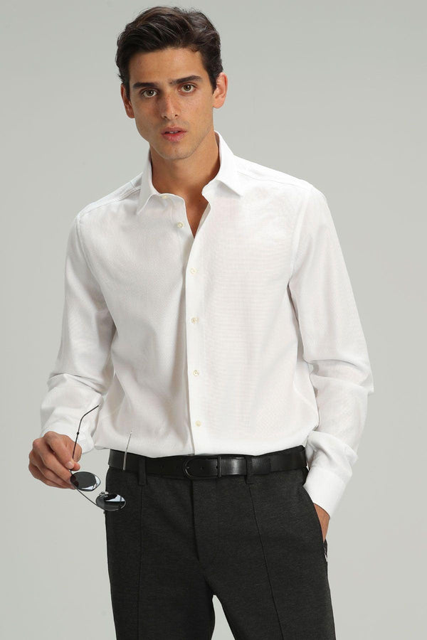 Benson Men's Smart Shirt Comfort Slim Fit White - The Ultimate Essential for Effortless Style and Comfort - Texmart