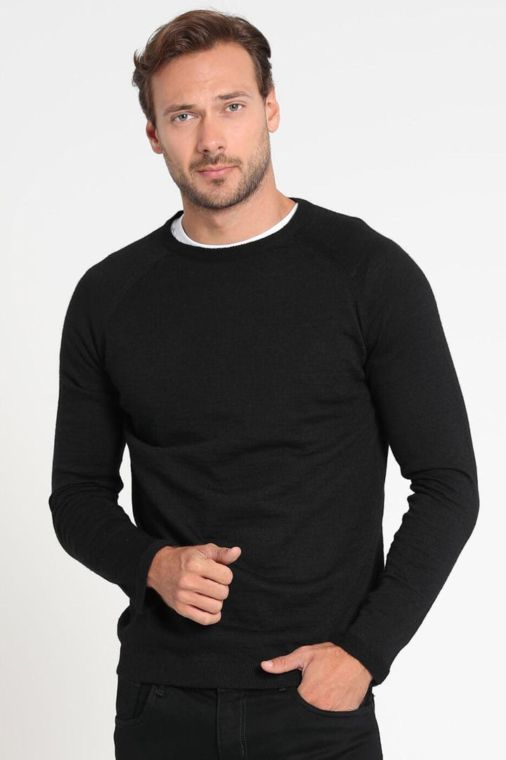 Black Alpaca Blend Sweater - Texmart