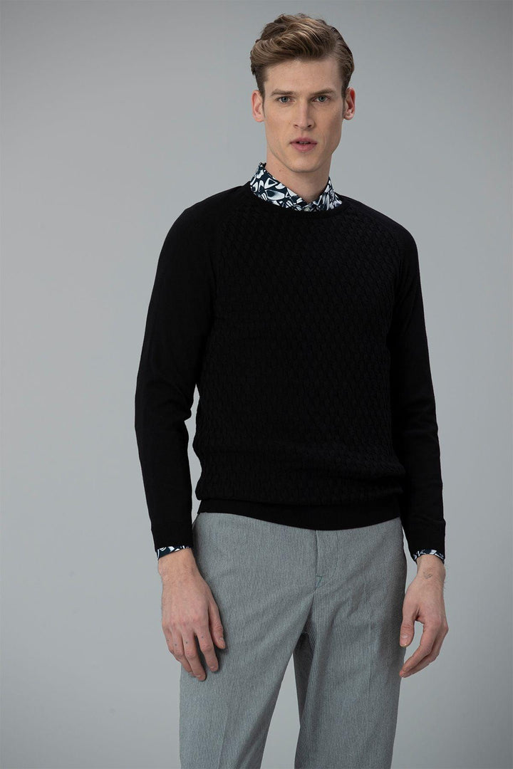 Black Cotton Sweater - Texmart