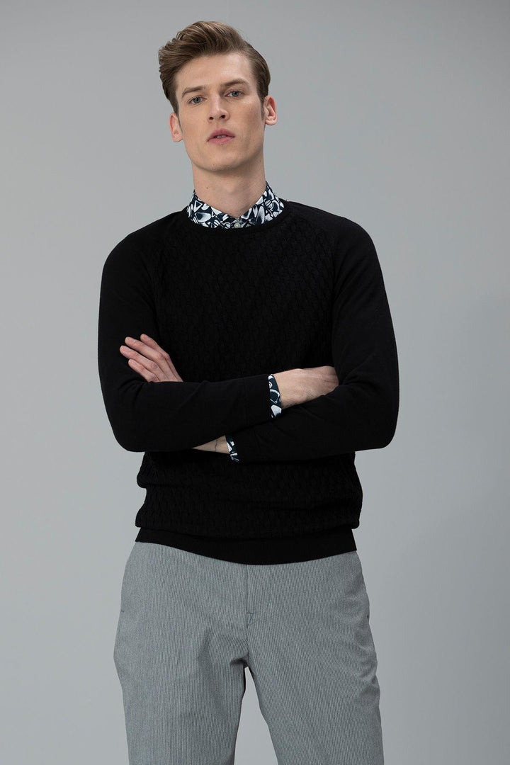 Black Cotton Sweater - Texmart