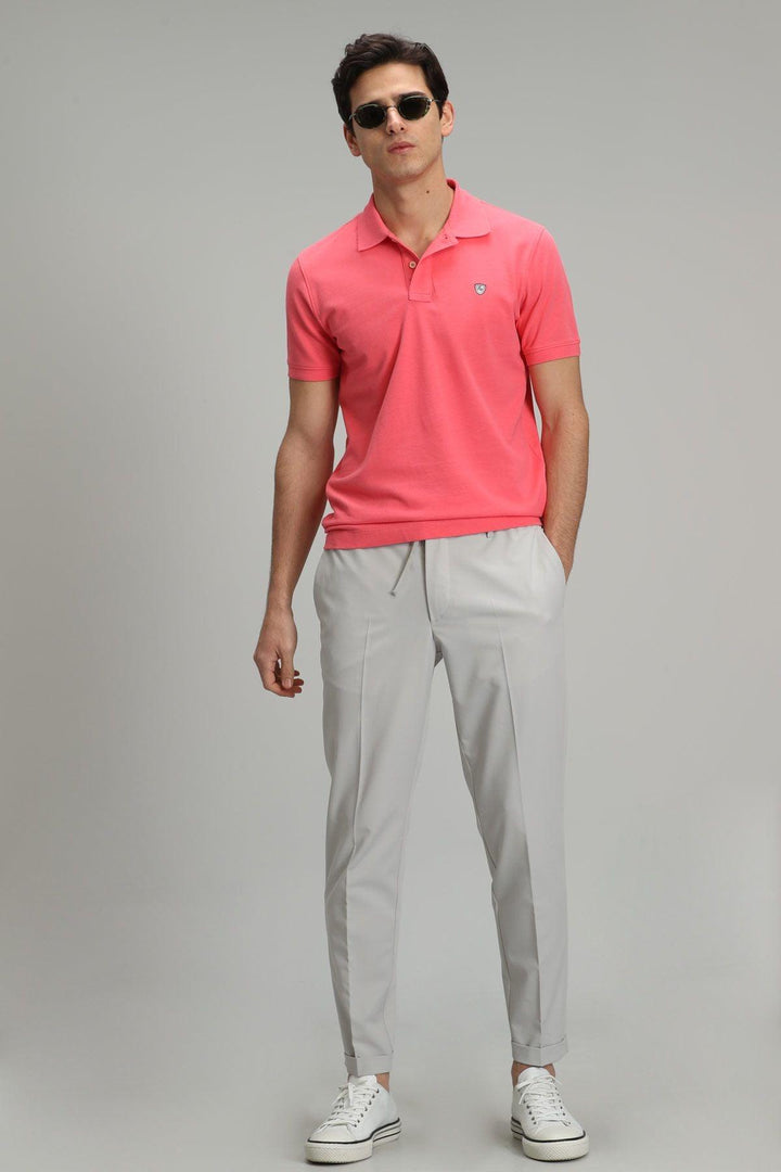 Candy Pink Cotton Knit Polo Neck Men's T-Shirt by Laon Sports - Elevate Your Style with this Timeless Piece - Texmart