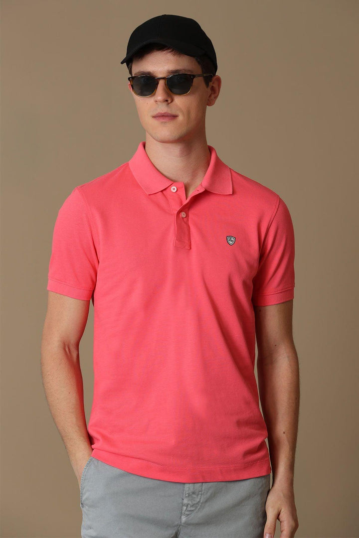 Candy Pink Cotton Polo Neck Men's T-Shirt by Laon Sports: The Perfect Blend of Style and Comfort - Texmart