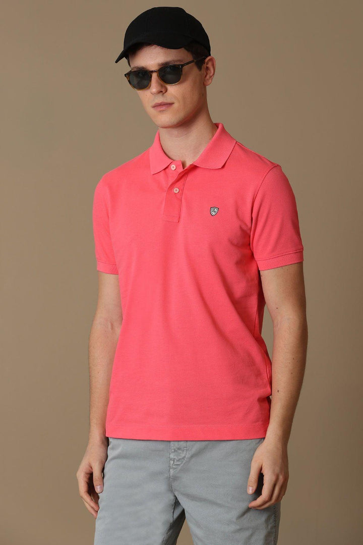 Candy Pink Cotton Polo Neck Men's T-Shirt by Laon Sports: The Perfect Blend of Style and Comfort - Texmart