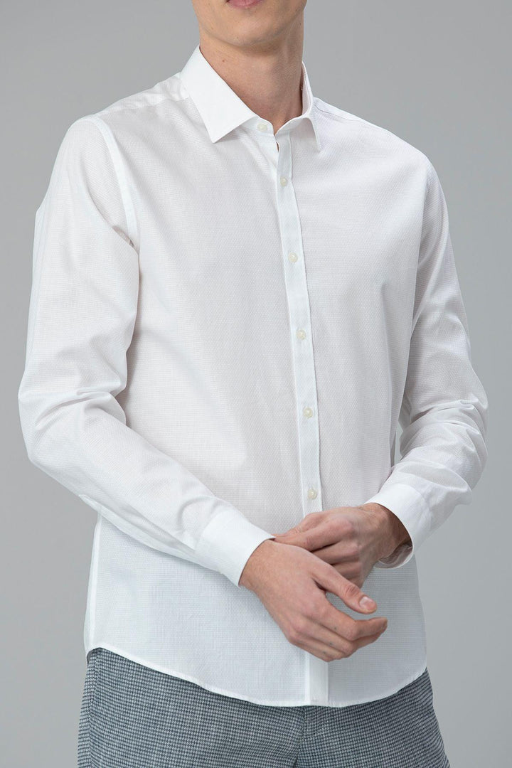 Classic Elegance: The Sophisticated Men's Slim Fit White Smart Shirt - Texmart