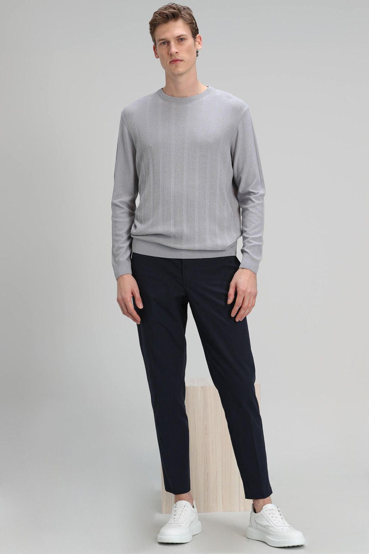 Cozy Blend: Men's Gray Viscose and PBT Sweater - Texmart