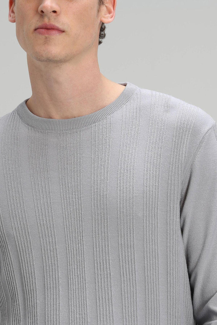 Cozy Blend: Men's Gray Viscose and PBT Sweater - Texmart