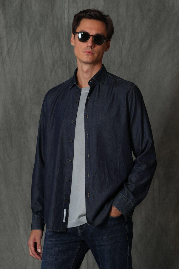 Danor Men's Smart Shirt: The Perfect Blend of Comfort and Sophistication in Dark Blue - Texmart