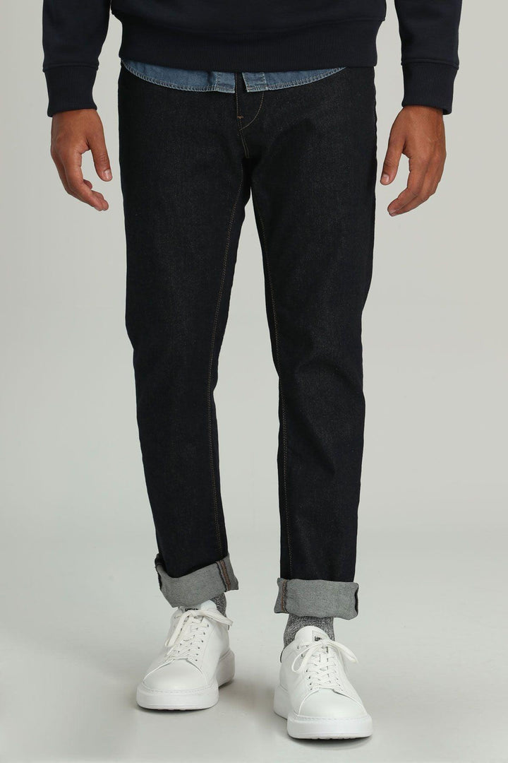 Dark Indigo Slim Fit Denim Trousers for Men by Frank Smart: Stylish, Comfortable, and Versatile - Texmart