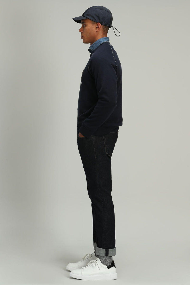 Dark Indigo Slim Fit Denim Trousers for Men by Frank Smart: Stylish, Comfortable, and Versatile - Texmart