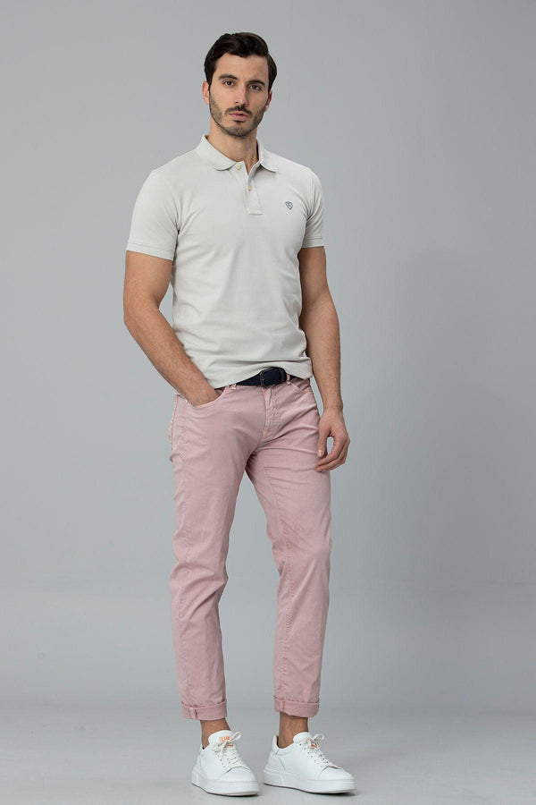 Dusty Rose Delight: İmper Spor 5 Pocket Men's Slim Fit Trousers - Texmart