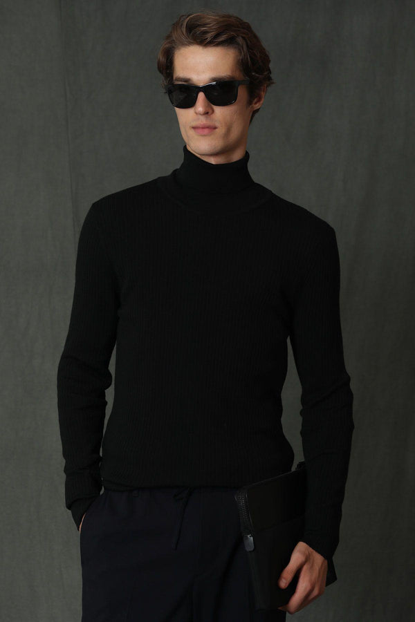 Elegant Black Turtleneck Sweater - Texmart