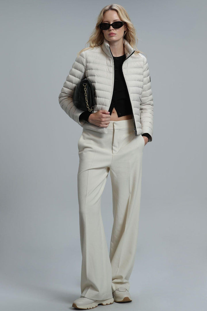 Elegant Ekru Goose Feather Coat - Texmart