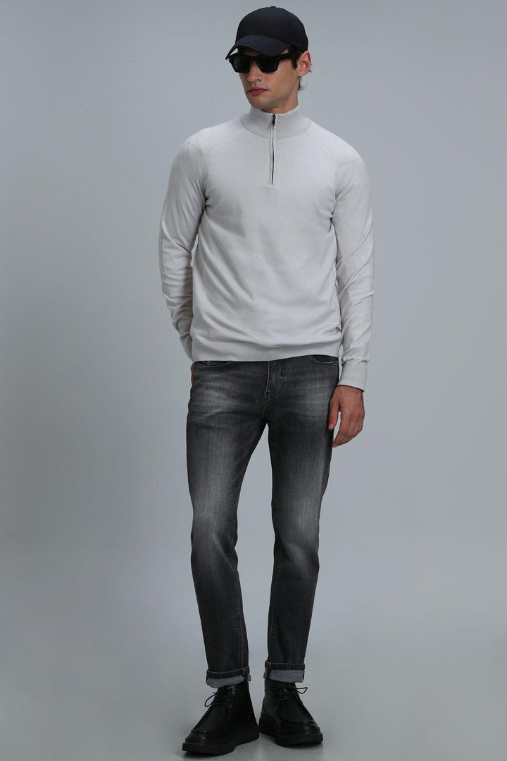 Elevate your Style with the LuxeBlend Men's Ecru Sweater - Texmart