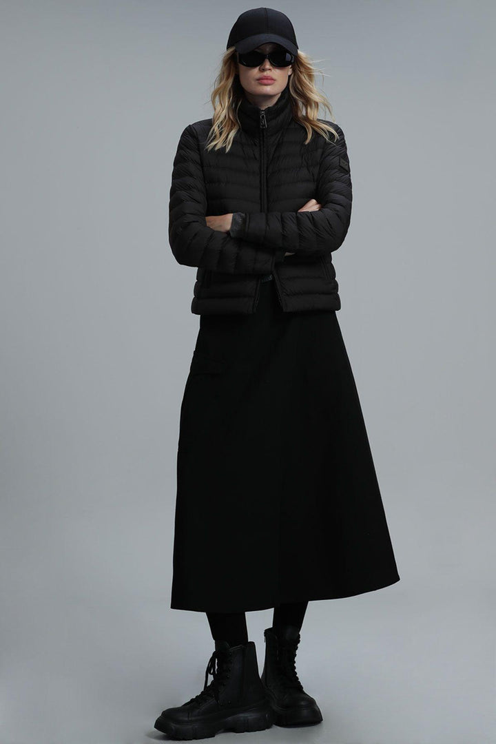 Feathered Black Winter Coat - Texmart