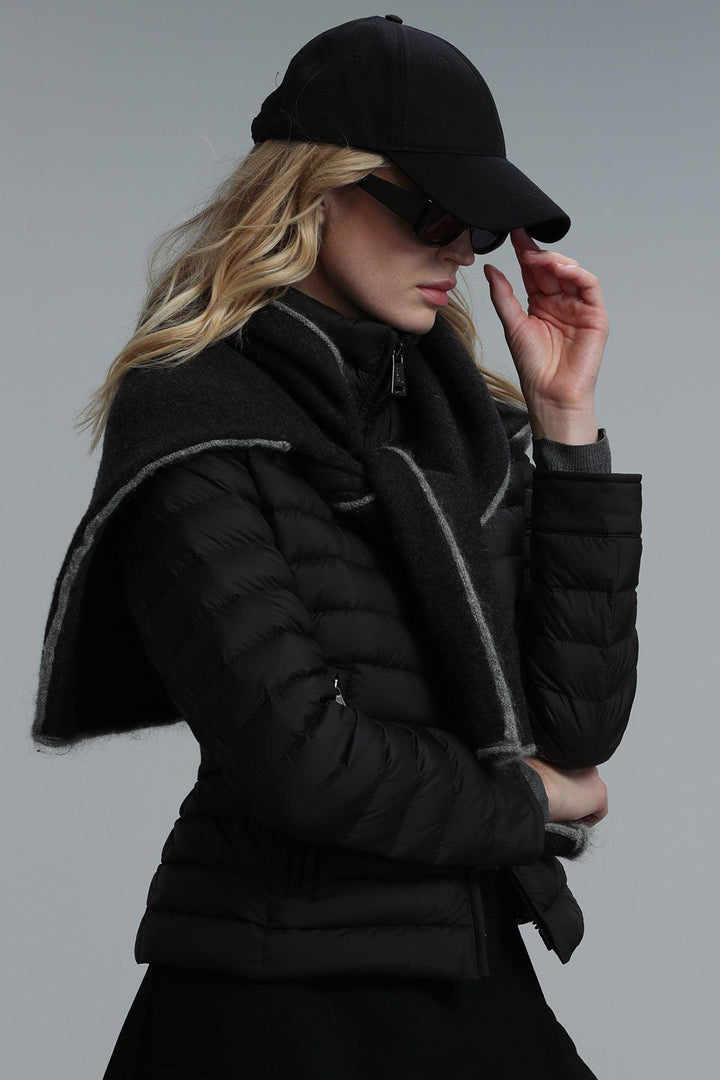 Feathered Black Winter Coat - Texmart