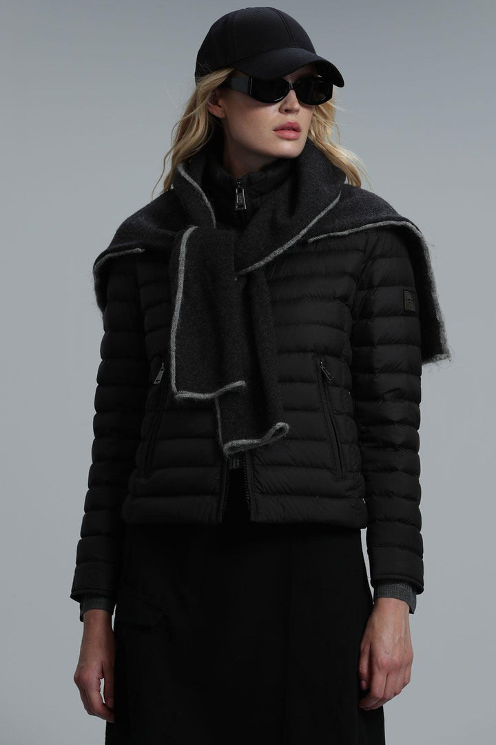 Feathered Black Winter Coat - Texmart