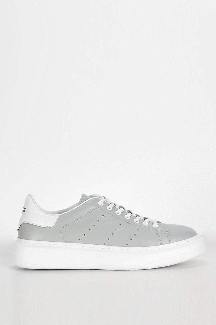 Gray Leather Classic Sneaker Shoes for Men by Paul - Texmart