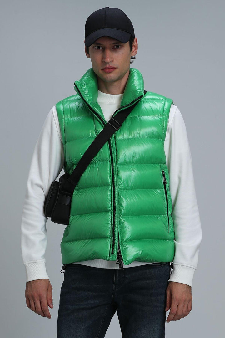 Green Feathered Elegance Men's Vest - Texmart