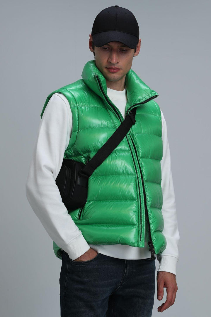 Green Feathered Elegance Men's Vest - Texmart