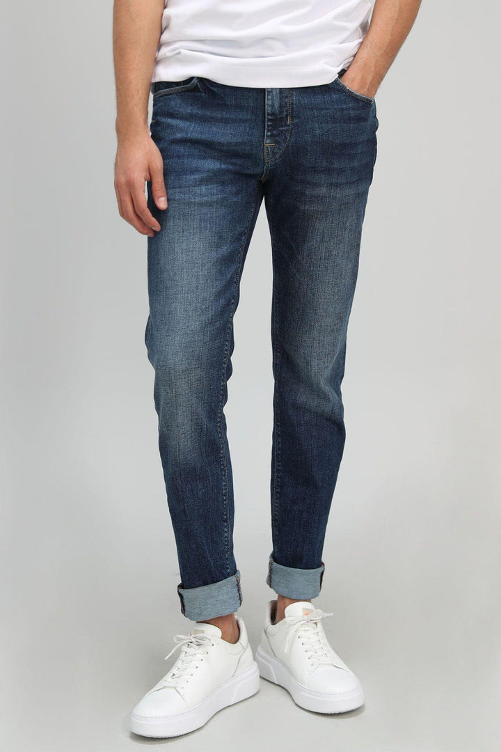 Indigo Elegance: Enrıco's Premium Slim Fit Denim Trousers - Texmart