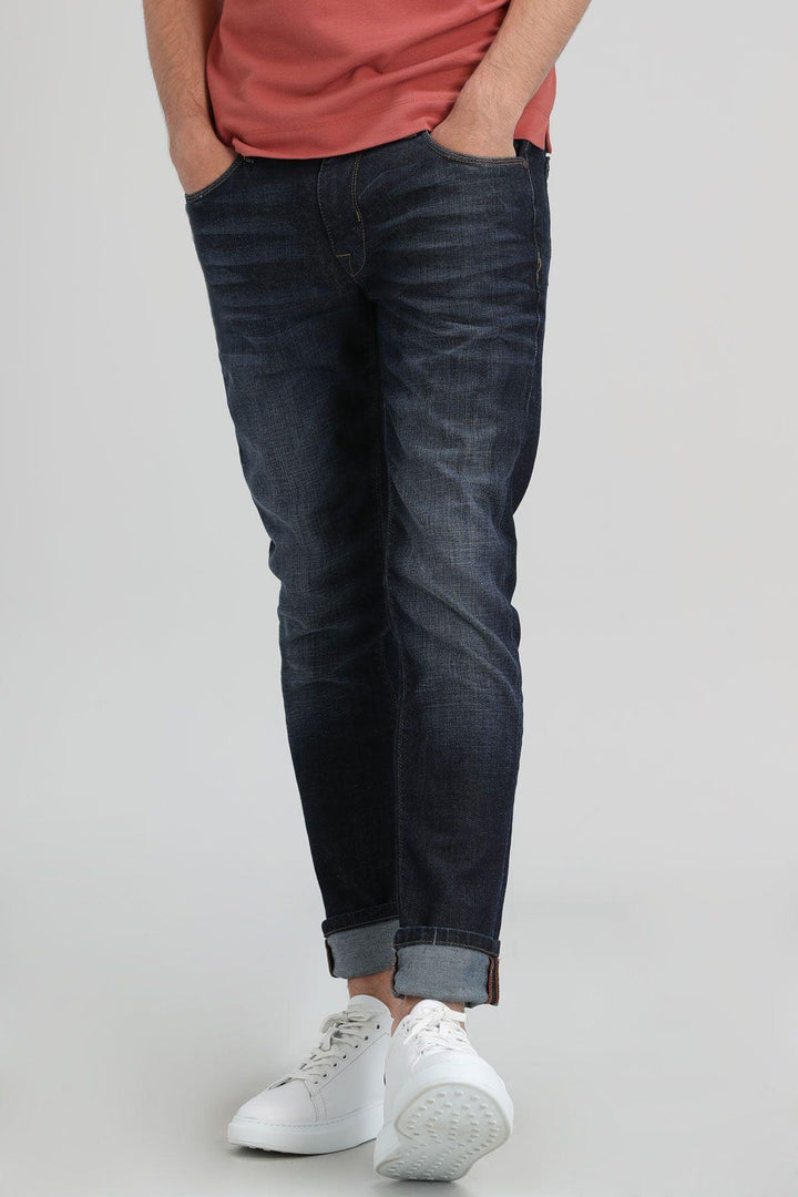 Indigo Elegance: Sleek and Sophisticated Slim Fit Denim Trousers - Texmart