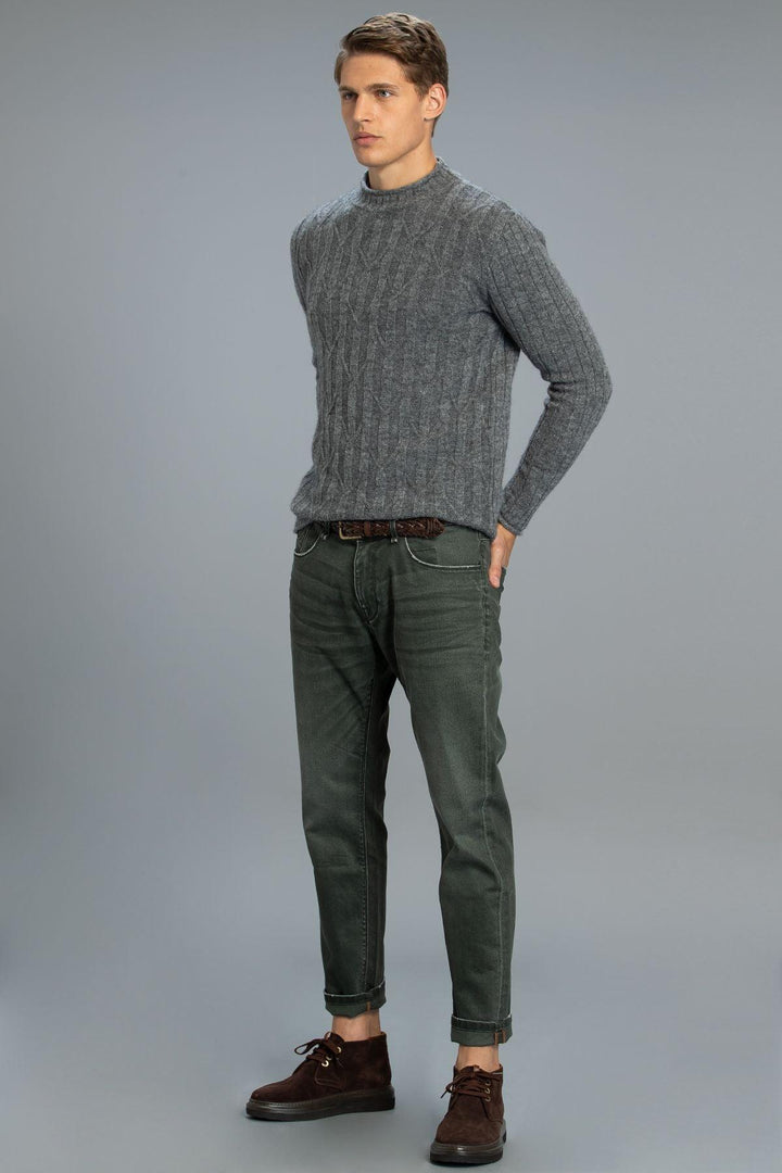 Khaki Slim-Fit Smart Denim Trousers for Men: The Perfect Blend of Style and Comfort - Texmart