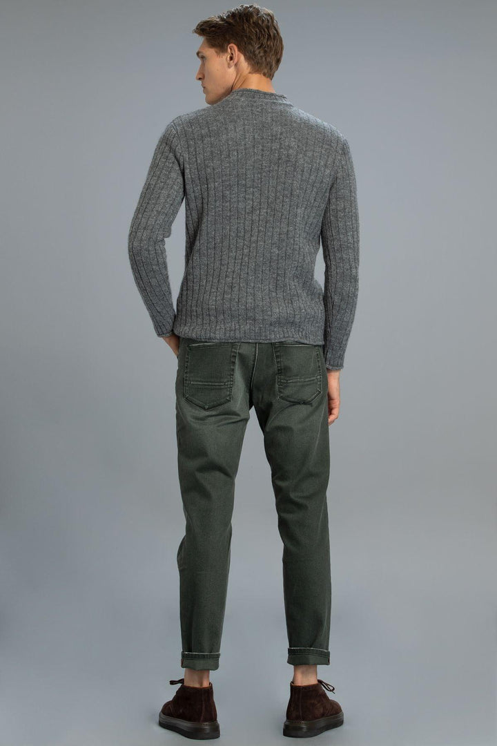 Khaki Slim-Fit Smart Denim Trousers for Men: The Perfect Blend of Style and Comfort - Texmart