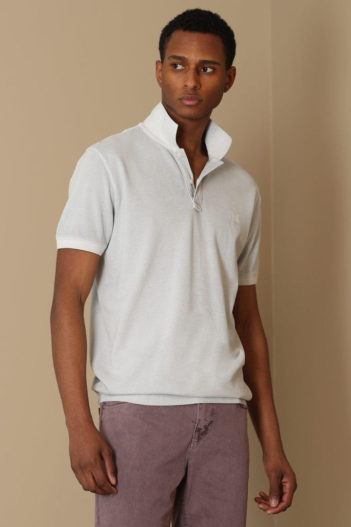 Light Gray Cotton Polo Neck Men's T-Shirt - The Perfect Blend of Comfort and Style - Texmart