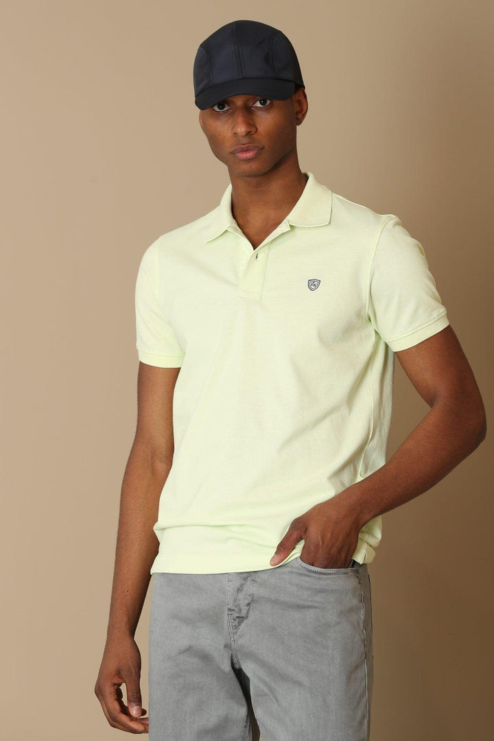 Light Yellow Cotton Polo Neck Men's T-Shirt - The Classic Comfort - Texmart