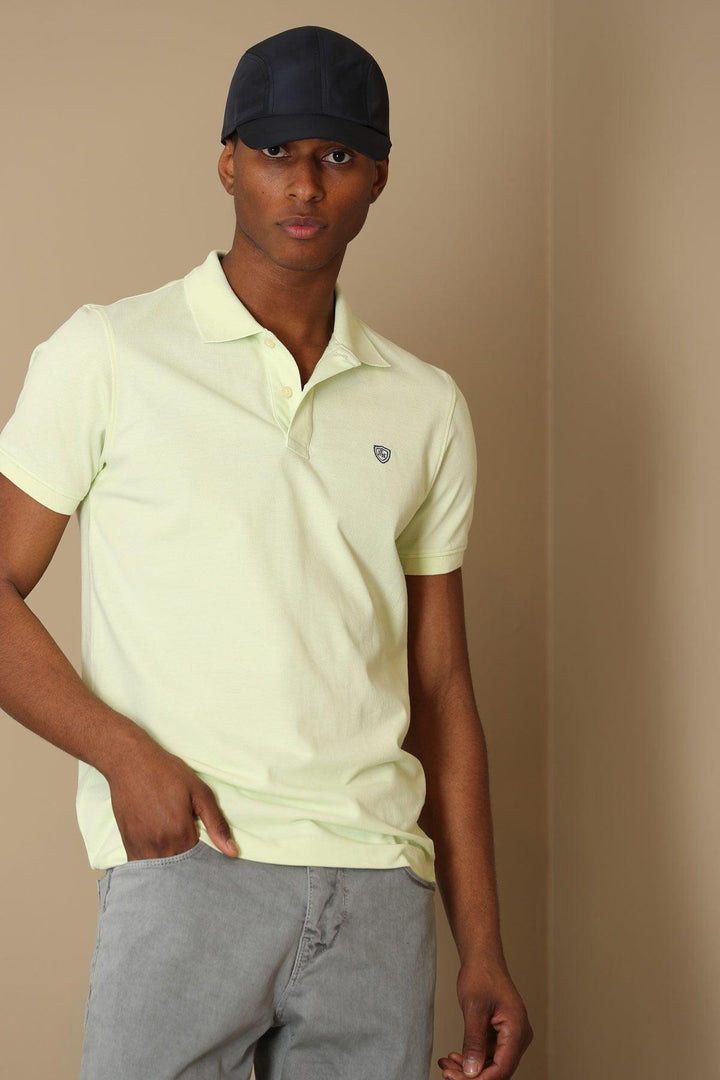 Light Yellow Cotton Polo Neck Men's T-Shirt - The Classic Comfort - Texmart