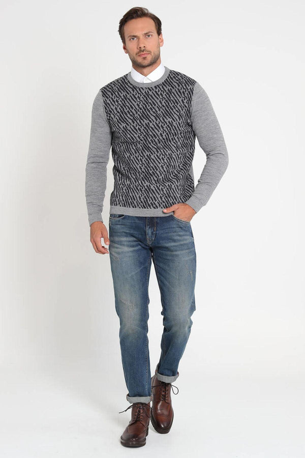 Luxurious Gray Alpaca Blend Men's Knit Sweater - Texmart