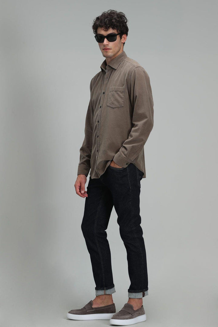 Luxury Brown Velvet Men's Sports Shirt: The Epitome of Comfort and Style - Texmart