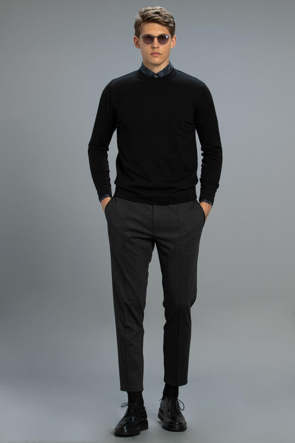 Men's Classic Black Wool-Blend Sweater: A Timeless Wardrobe Essential for Style and Warmth - Texmart