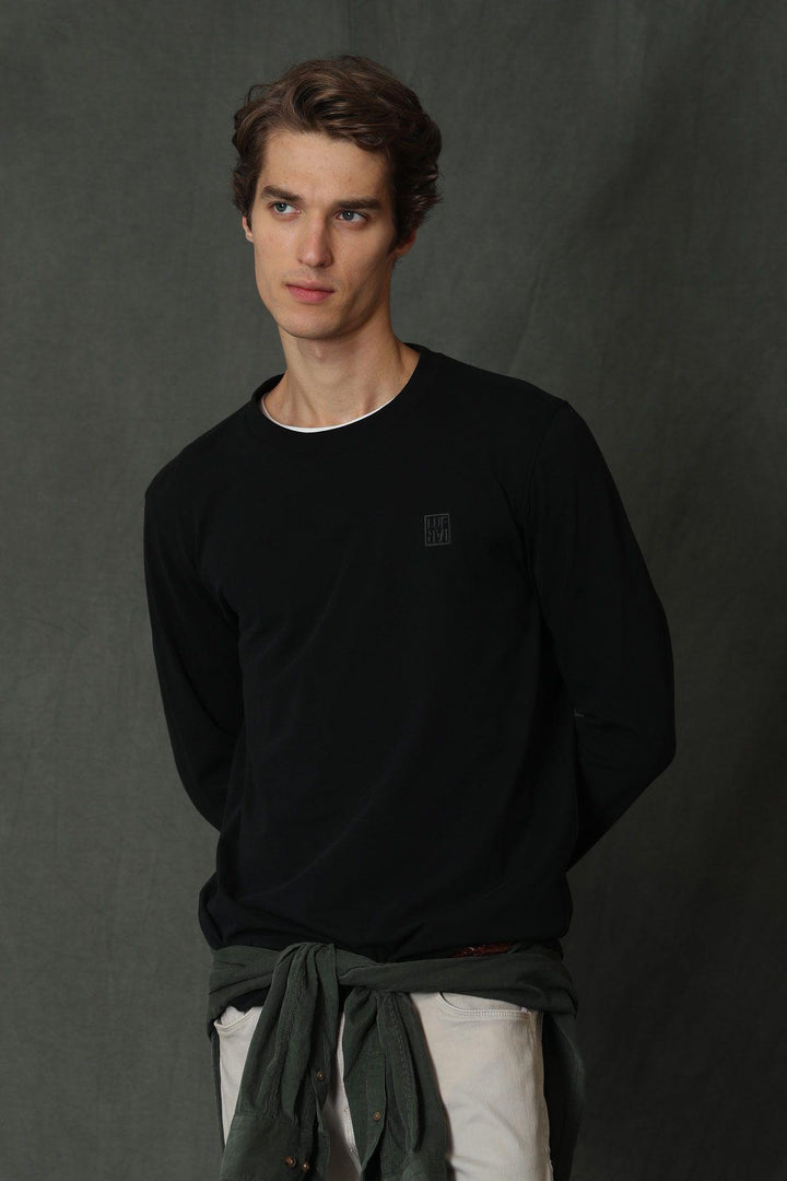 Midnight Fusion Men's Cotton-Infused Long Sleeve Tee - Texmart