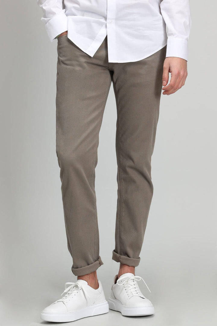 Mink Modern Fit Cotton Blend Chino Trousers for Men - Luna Smart Collection - Texmart