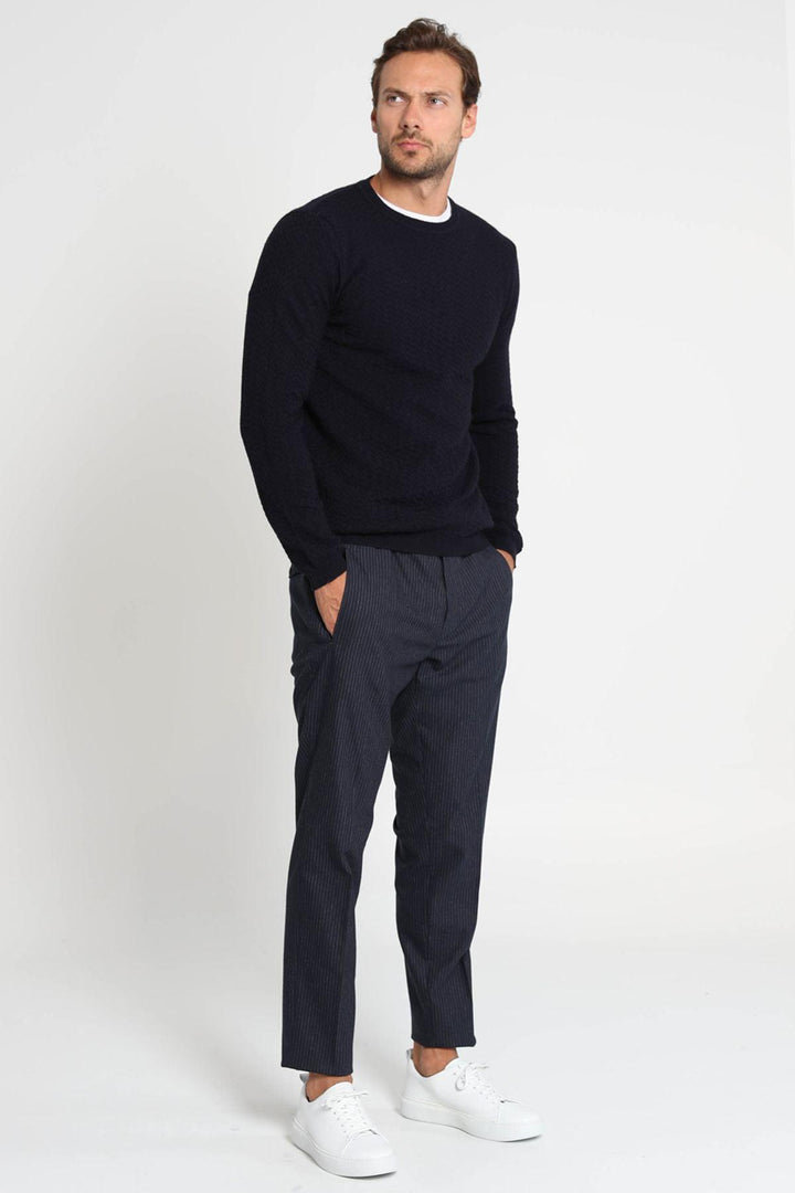 Navy Alpaca Blend Sweater - Texmart