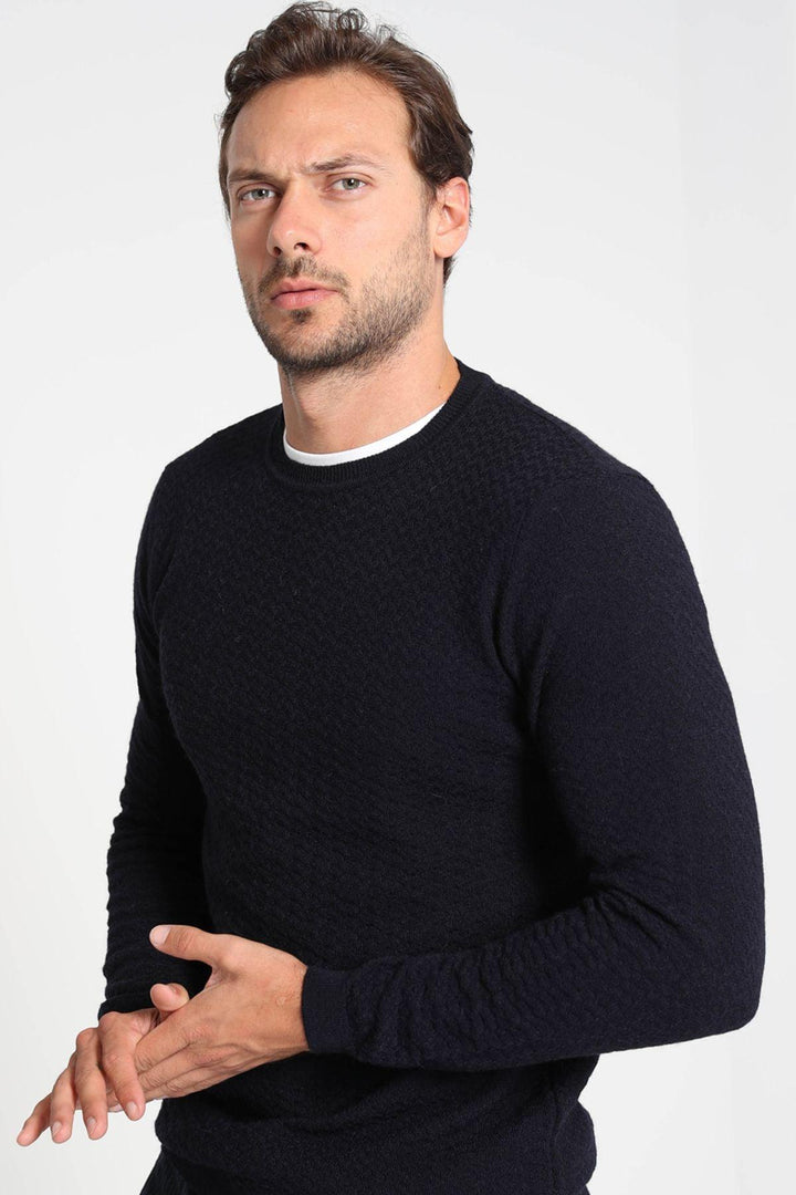 Navy Alpaca Blend Sweater - Texmart