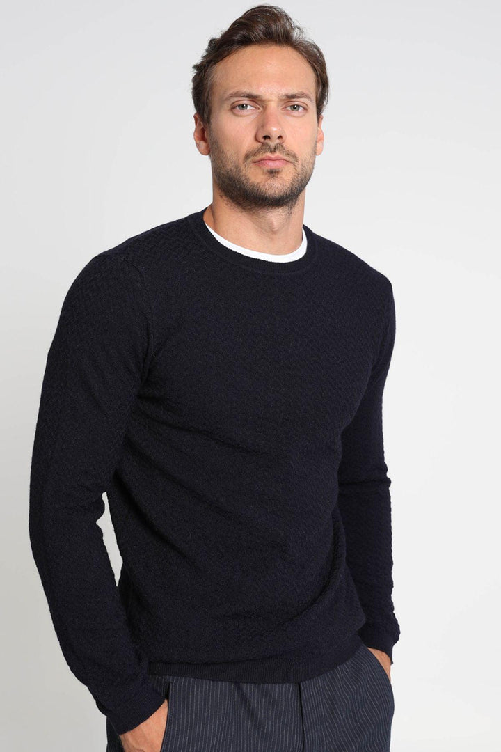 Navy Alpaca Blend Sweater - Texmart