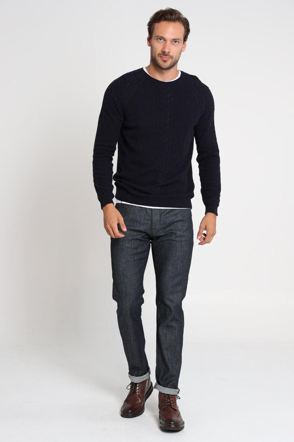 Navy Bliss Men's Tri-Blend Comfort Sweater: The Perfect Fusion of Style and Coziness - Texmart