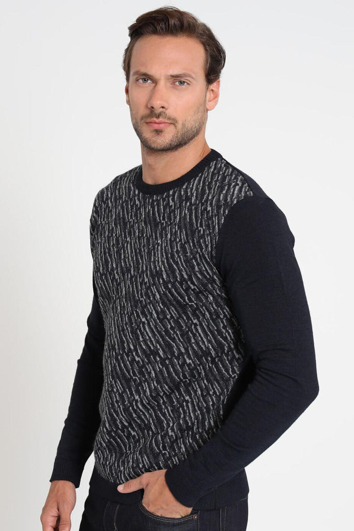 Navy Blue Alpaca Blend Men's Sweater: A Timeless Blend of Comfort and Luxury - Texmart