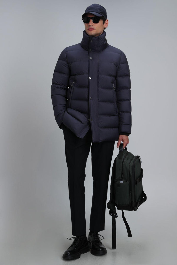 Navy Blue Arctic Comfort Men's Goose Feather Coat: Exceptional Insulation and Style - Texmart