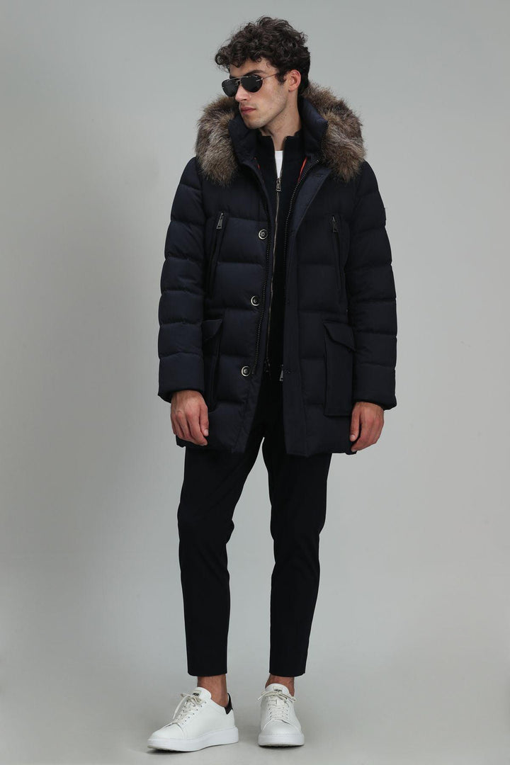 Navy Blue Clark Goose Feather Men's Winter Coat: A Timeless Blend of Warmth and Style - Texmart