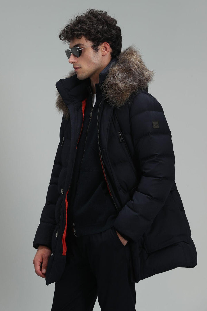 Navy Blue Clark Goose Feather Men's Winter Coat: A Timeless Blend of Warmth and Style - Texmart
