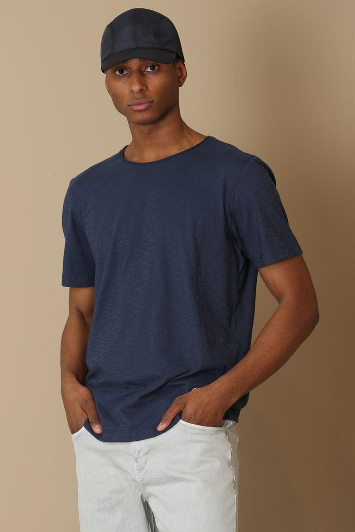 Navy Blue Cotton Knit Men's Essential Tee: The Junya Classic - Texmart