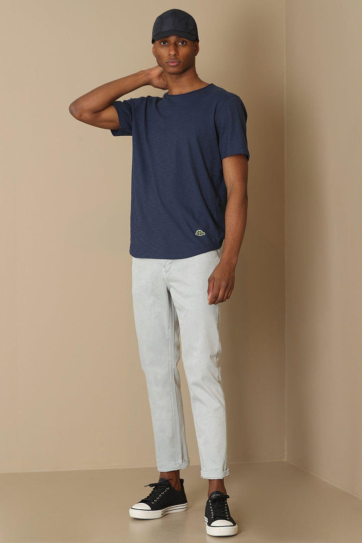 Navy Blue Cotton Knit Men's Essential Tee: The Junya Classic - Texmart