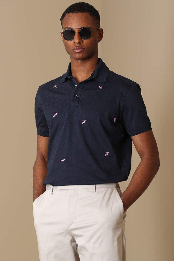 Navy Blue Cotton Knit Polo Shirt for Men: The Ultimate Wardrobe Upgrade - Texmart