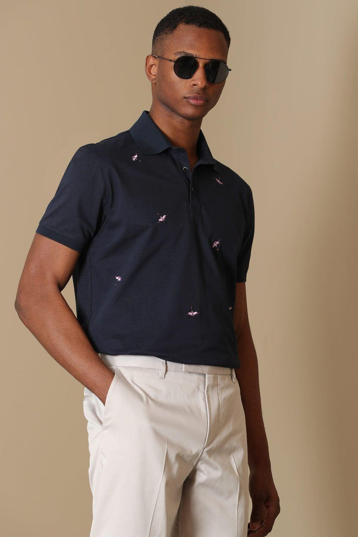 Navy Blue Cotton Knit Polo Shirt for Men: The Ultimate Wardrobe Upgrade - Texmart